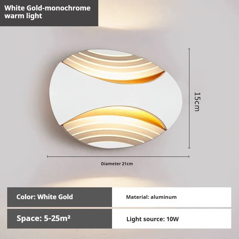 Aluminium wall lamp with 10W LED showing three light colour options and IP65 rating for bedroom or outdoor use