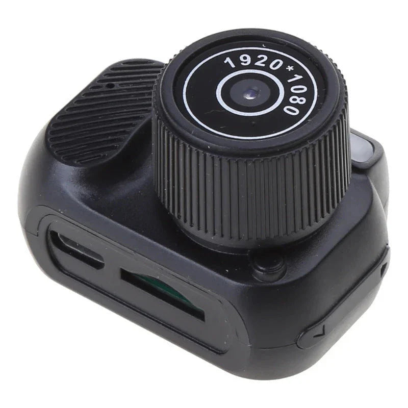 Compact retro-style mini camera with 1080p HD video and photo capture capabilities, portable and versatile for indoor, outdoor, and travel use