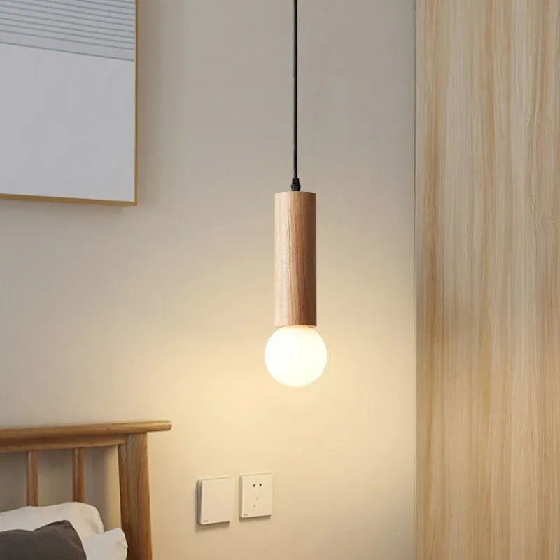 Wood chandelier ceiling light in single head 11cm, 21cm, 31cm or three and six head plate options, 220V E27.
