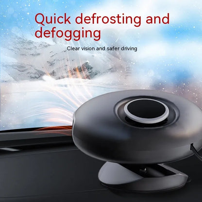 Black car defrost heater with ABS housing and long cable for 12V or 24V vehicle systems