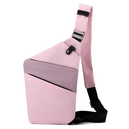 Canvas chest bag 31x20x1cm, 190g, one-shoulder crossbody with anti-radiation fabric inside, smoke black or silver grey