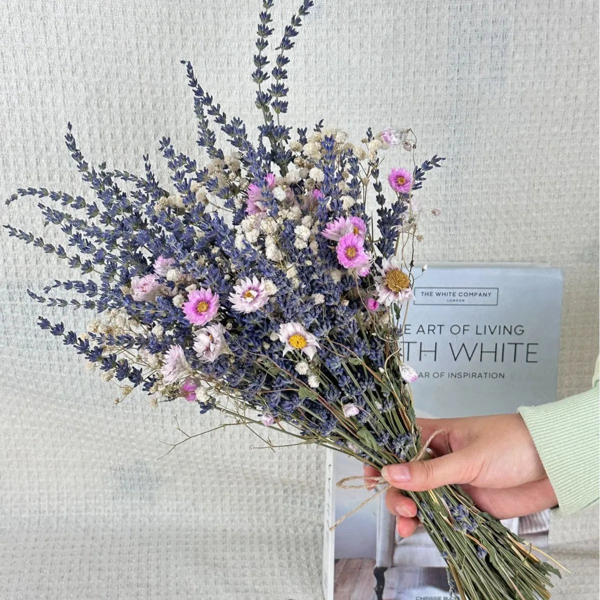 43cm dried lavender flower bouquet in pink and white colours for home décor centrepiece