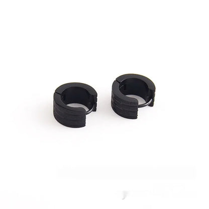 Titanium steel frosted geometric earrings in black, gold, or steel colour with three-line Korean style design