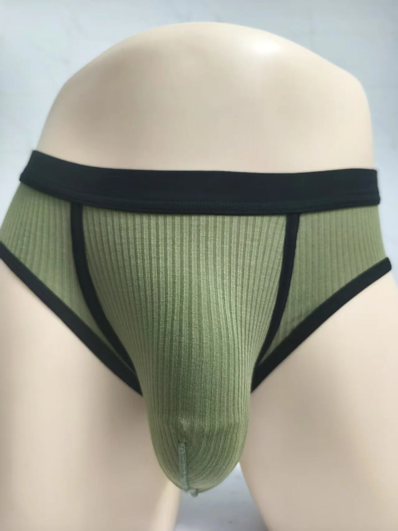Men's triangle U-shaped bag underwear in viscose fabric showing solid colour options