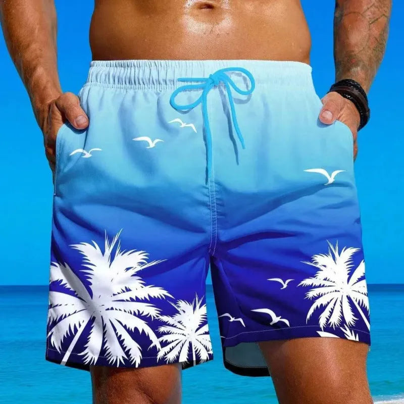 Men's ethnic style swimming trunks with loose board fit in polyester fabric