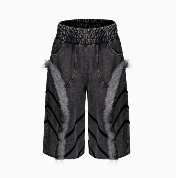 Korean style sleeveless tank top with hooded collar and zippered front paired with matching trousers