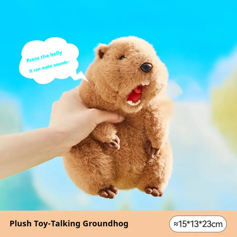 Polyester sounding groundhog plush pendant in colour box for bags and keys