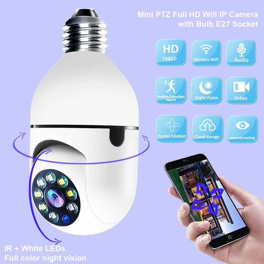 Versatile 1080p Wi-Fi Camera Bulb with 4x Zoom and Smart Home Monitoring Features