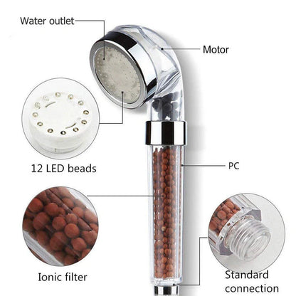 Color Changing LED Shower Head with temperature sensor and high pressure