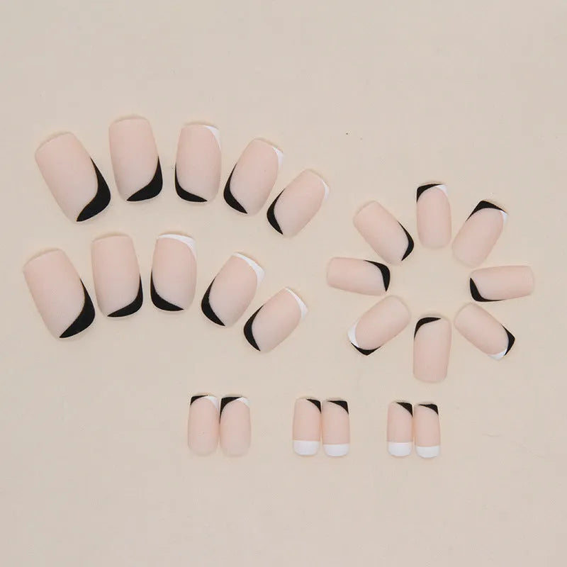 Black and white frosted plastic nail armour pieces for creating French and hot girl style manicures