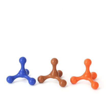 Blue three-legged silicone chew toy for small and medium dogs measuring 9.5cm with beef flavour