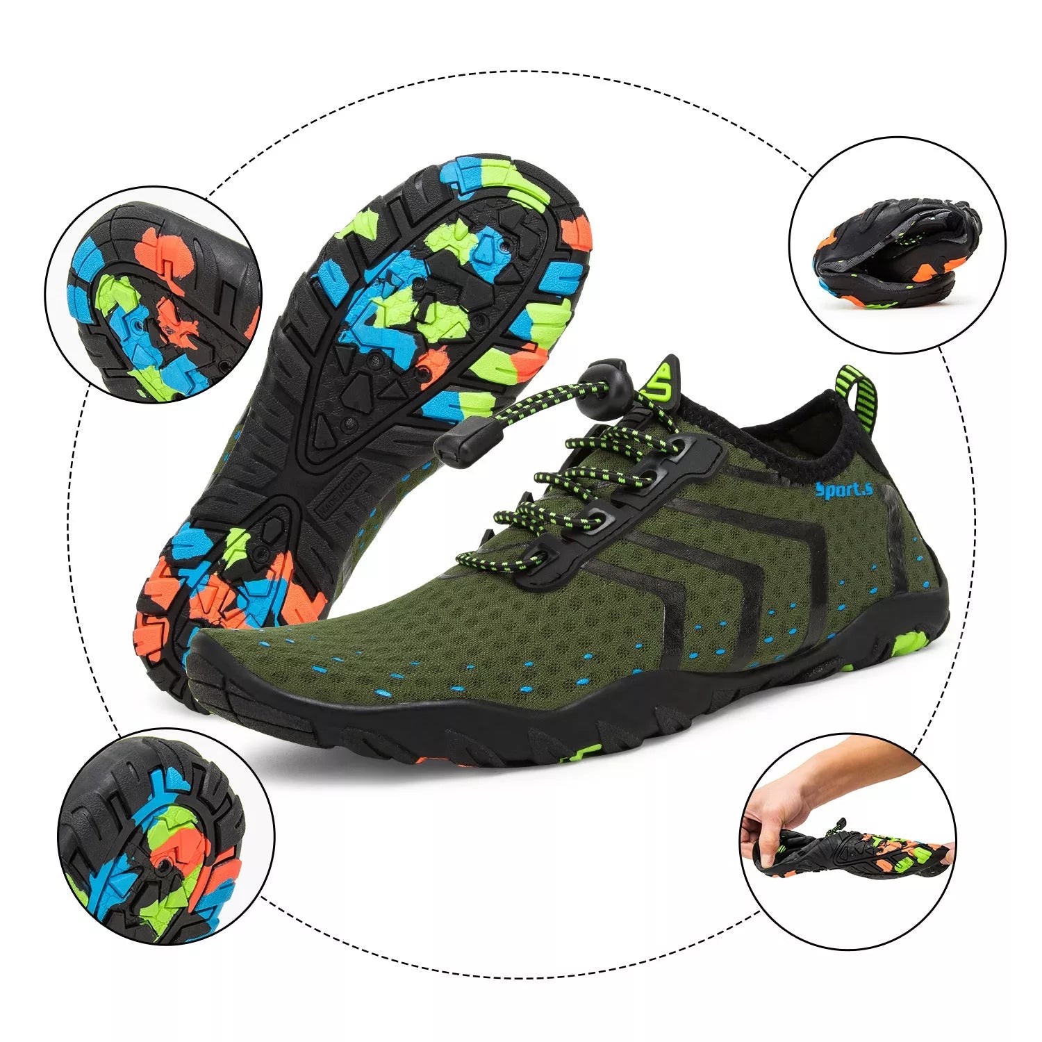 Men's lightweight waterproof beach wading shoes in various colours