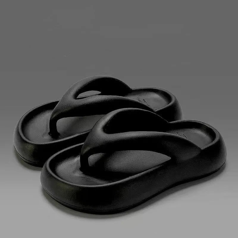 Solid colour thick-soled flip-flops with a bow on the strap, shown in multiple colour options.