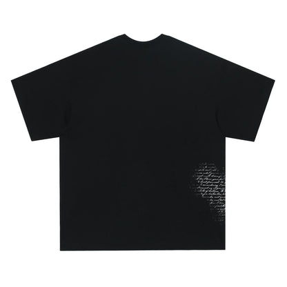 Black and white pure cotton t-shirt with retro hip hop gothic letter pattern