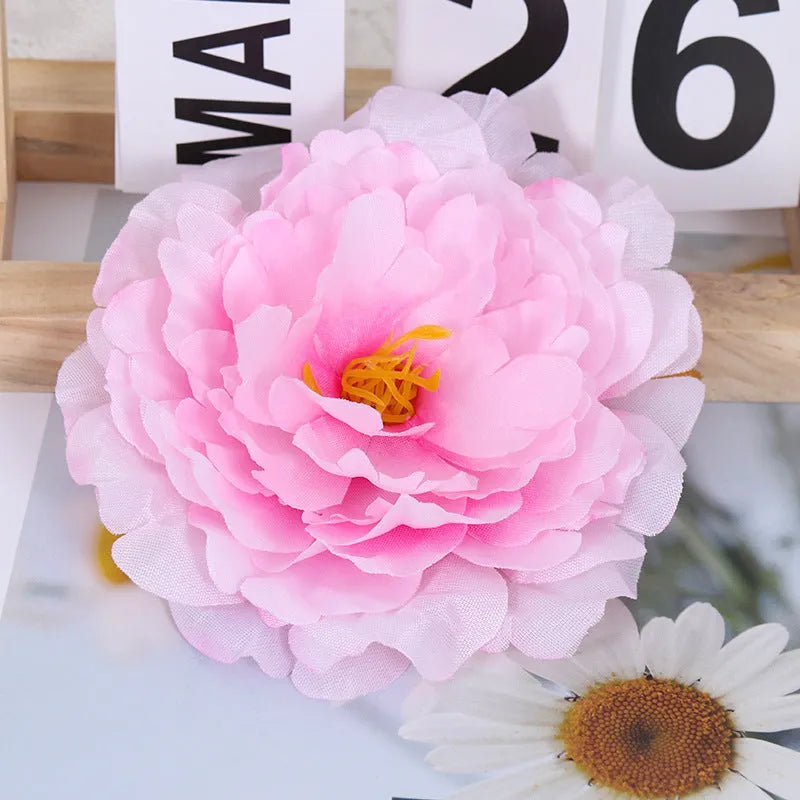 Silk simulation peony flower head in six colours for wedding decoration and photography props