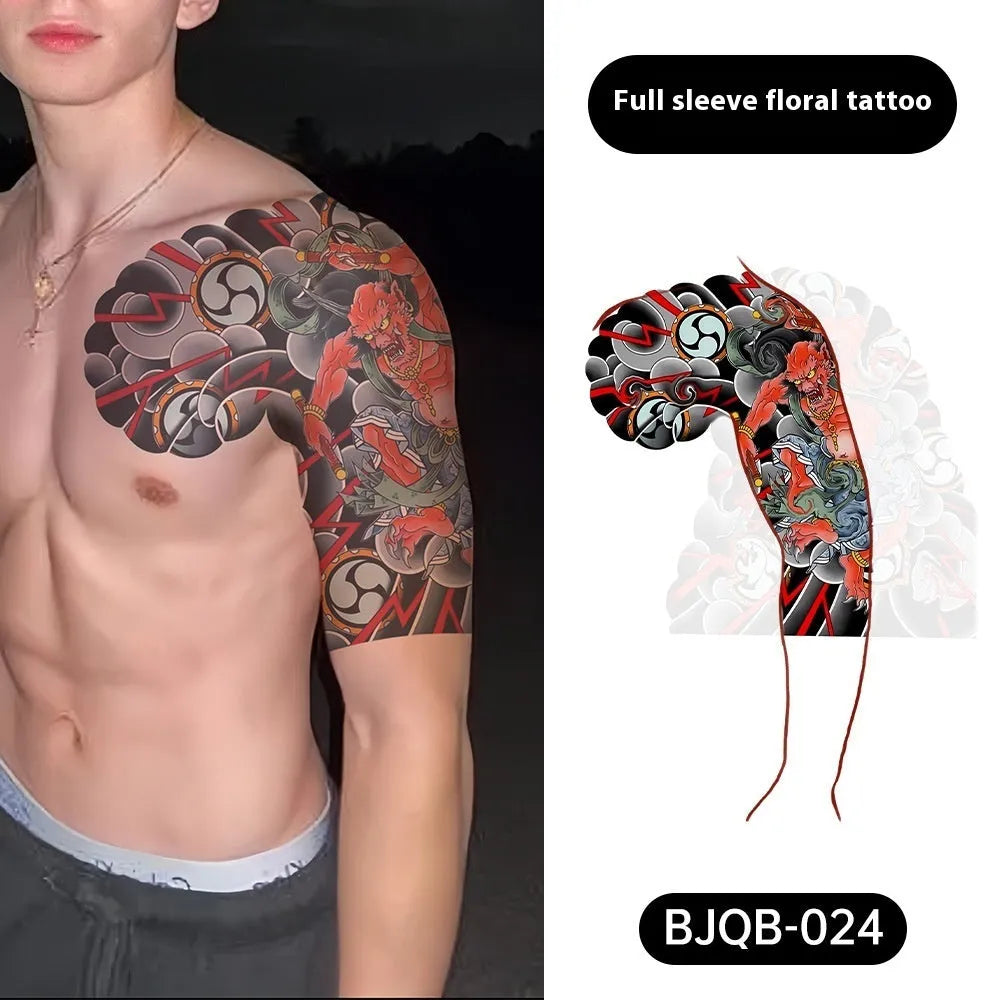 Retro traditional simulation flower arm body sticker sheet, 520mm x 370mm, transfer printing, BJQB pattern options