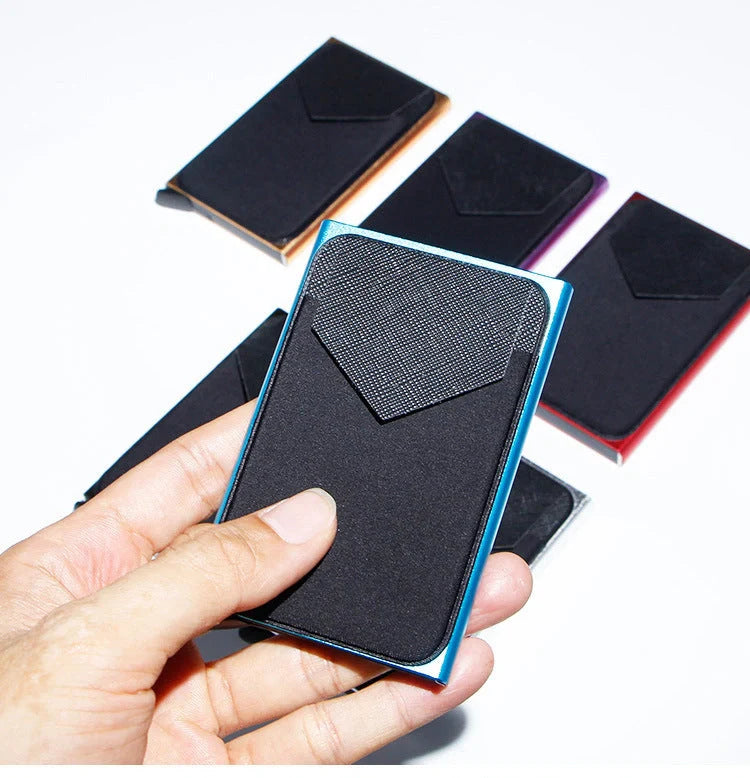 Aluminium alloy anti-theft credit card holder with lycra cloth strap in multiple colours