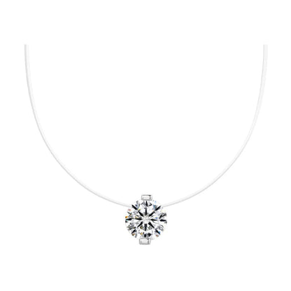 Women's moissanite clavicle chain with invisible fishing line and plum blossom design on 925 silver pendant