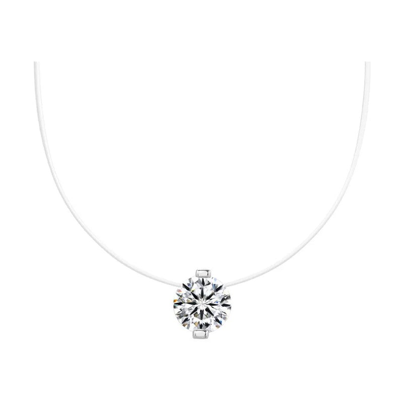 Women's Summer Fishing Line Moissanite Clavicle Chain: 925 Silver Necklace with 1-3 Karat Moissanite Stones in 5 Colour Options, Featuring Plum Blossom Design and Invisible Fishing Line for Discreet Wear