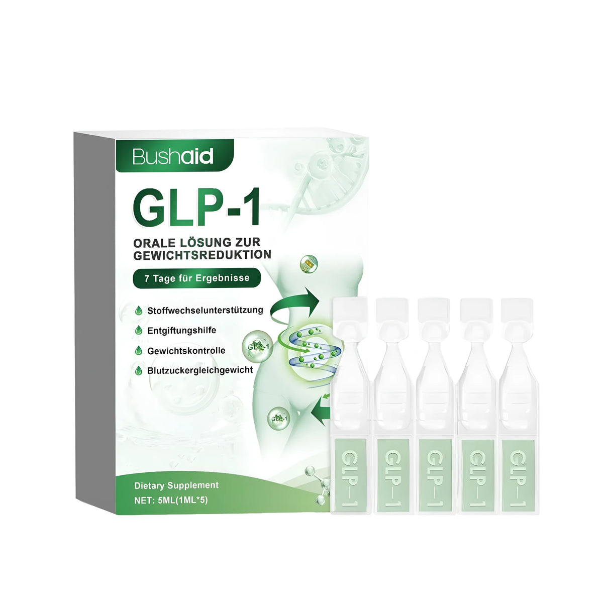 5ml bottle of mint extract body supplement drops with thiamine nitrate and gluconolactone