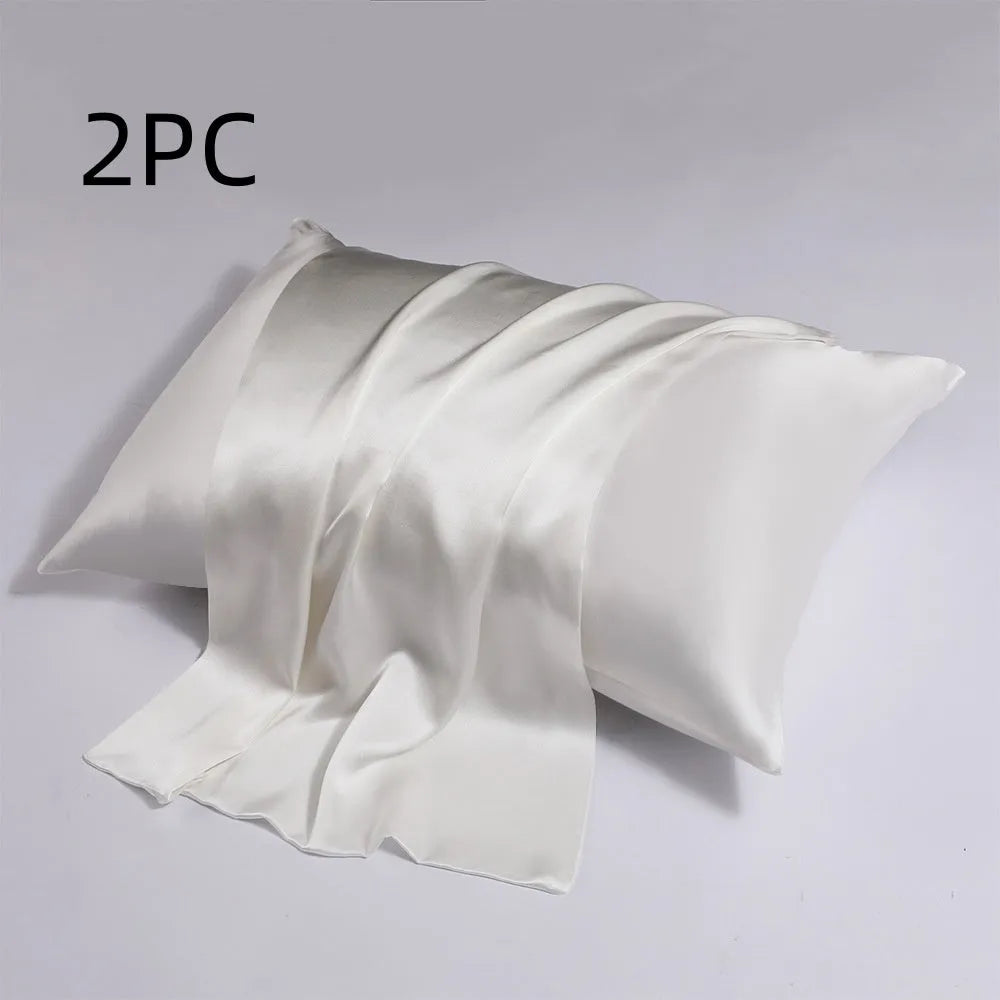 Silk pillowcase with zip closure showing double-sided texture in modern simplicity style