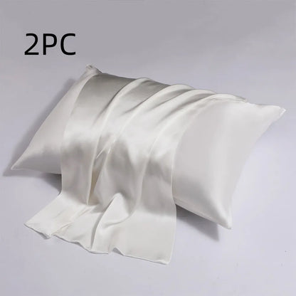 Silk pillowcase with zip closure showing double-sided texture in modern simplicity style