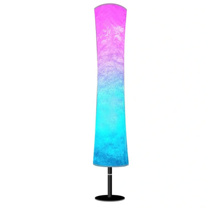 Circular fabric floor lamp with RGB lighting standing 1.66 metres tall with remote control