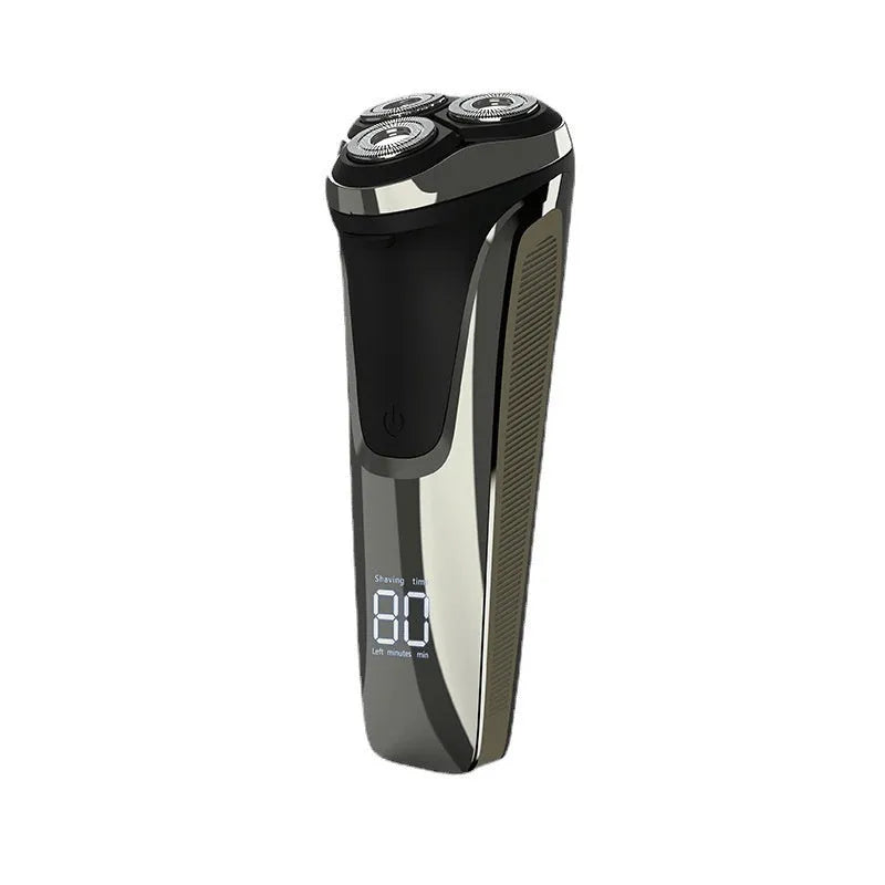 Gun colour floating head USB rechargeable electric shaver with digital display