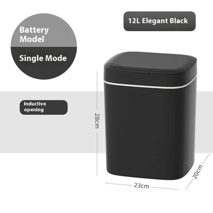 Square automatic induction garbage bin with sensor opening lid in milky white colour variant