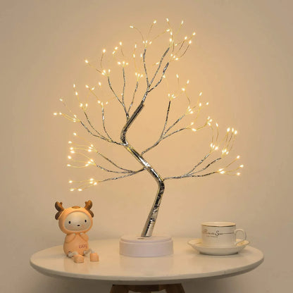 50cm tall LED tree-shaped decorative lamp with copper wire branches and warm white lighting