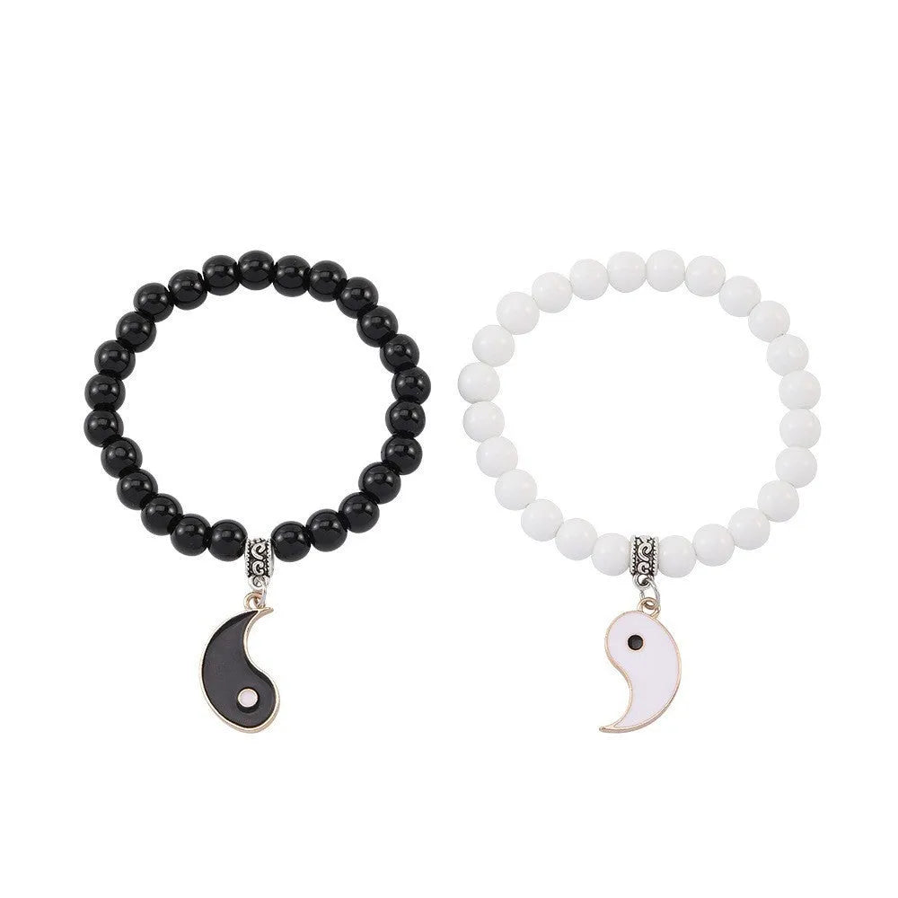 Geometric eight-diagram shaped alloy bracelet with an electroplated finish in a unisex design.