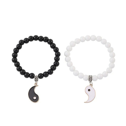 Geometric eight-diagram shaped alloy bracelet with an electroplated finish in a unisex design.
