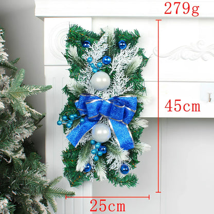 Red upside down glowing Christmas tree plastic door curtain pendant, 100-150cm height, lightweight hanger for holiday decor