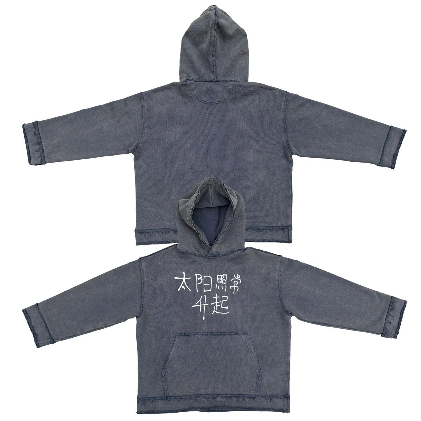 The Sun Also Rises dark blue men's hoodie sweater on a model