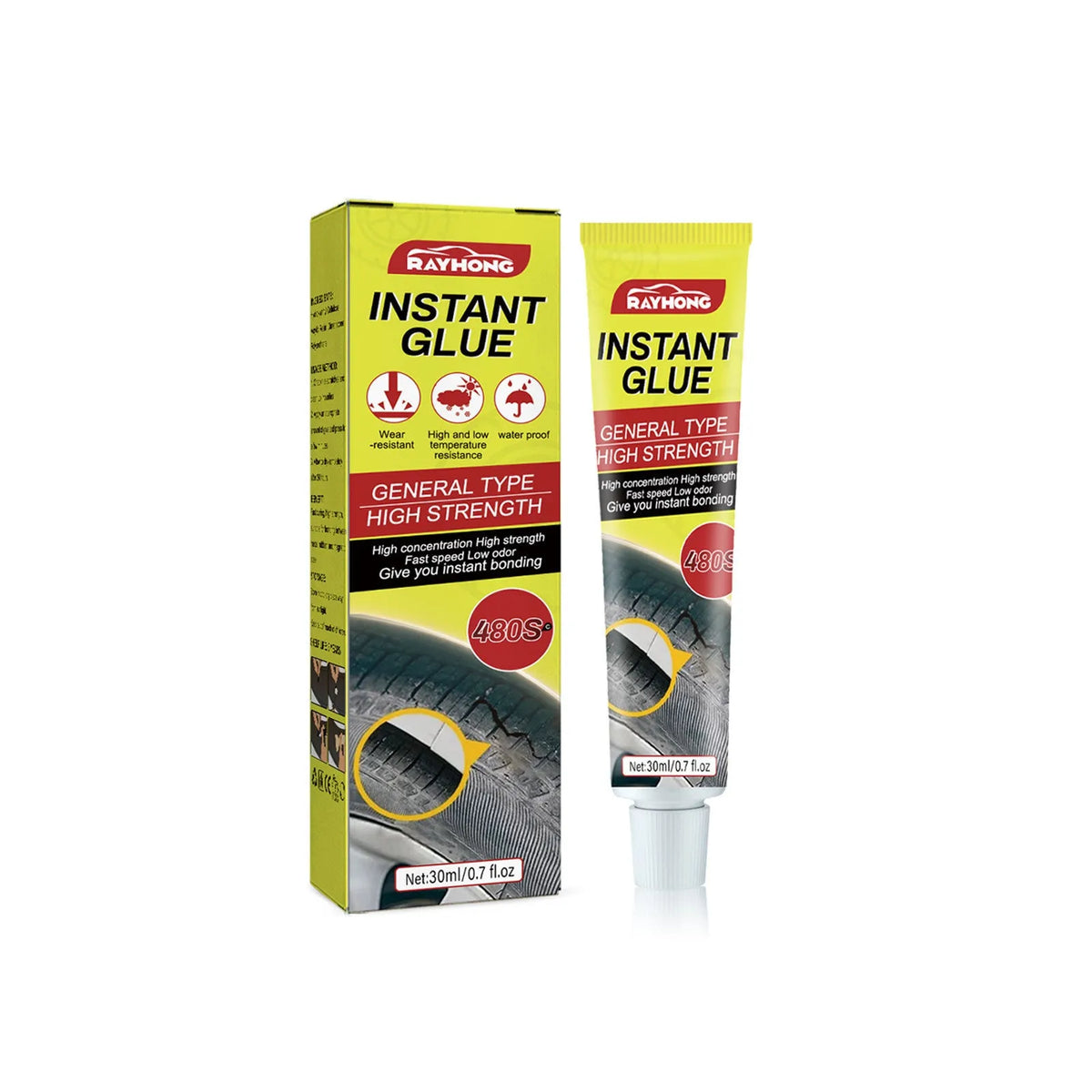 30ml car tyre repair adhesive tube with applicator tip for emergency puncture sealing