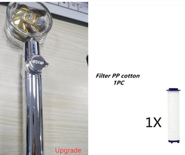 Turbo Propeller Shower Head with 360° fan extension and holder for a luxurious shower experience