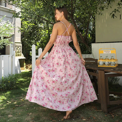 Elegant printed dresses in white colour, featuring various floral and geometric patterns, suitable for British women's fashion