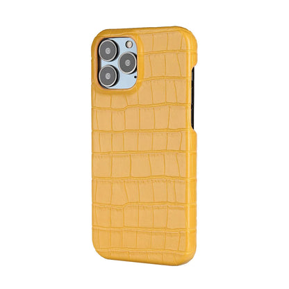 Leather grain oil edge iPhone cover in PC and PU leather, available in black, green, blue and yellow