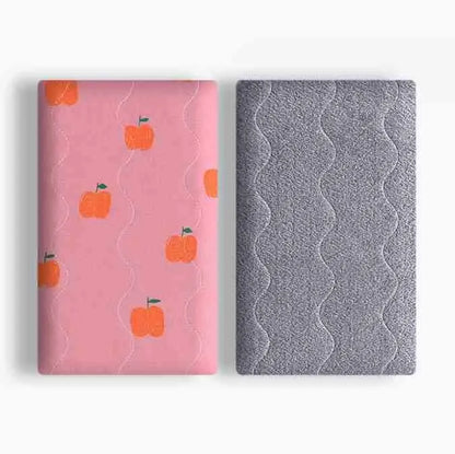 Double-sided cotton wool pet blanket in dinosaur print showing reversible construction