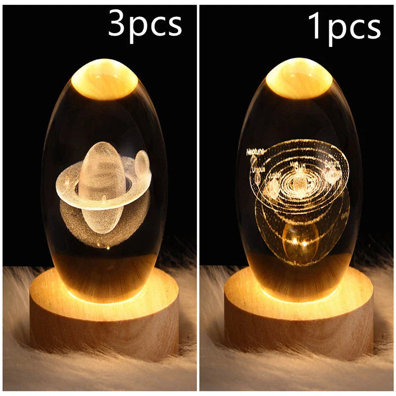 Enchanting galaxy crystal ball night light with 3D pattern, creating a mesmerizing celestial display for bedroom decor