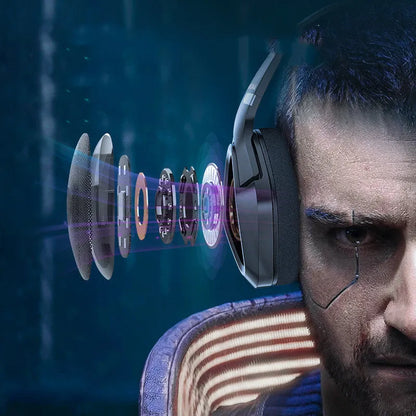 Black head-mounted PS4 gaming headset with 3.5mm straight plug, 2.2m cable, and 50mm speakers