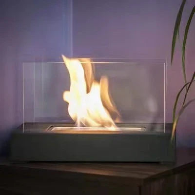 Concrete Tabletop Fire Bowl - Portable Fireplace with Smokeless, Odorless Fuel for Indoor and Outdoor Use