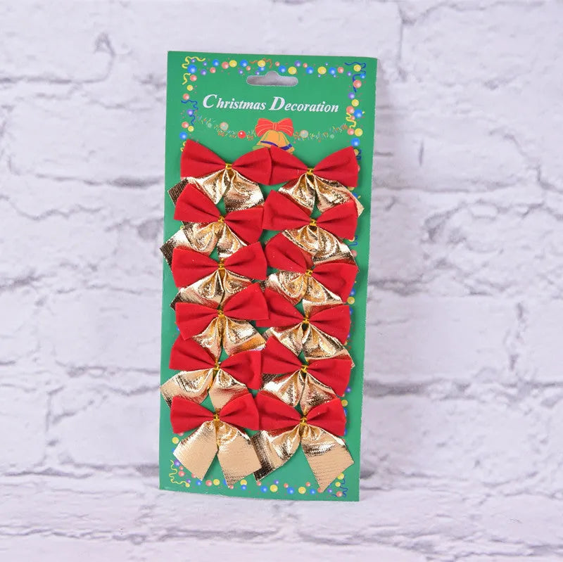 5 cm polyester Christmas decoration bow in gold, red, silver, and red gold colour options