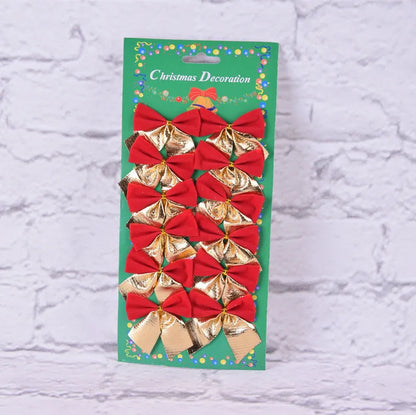 5 cm polyester Christmas decoration bow in gold, red, silver, and red gold colour options