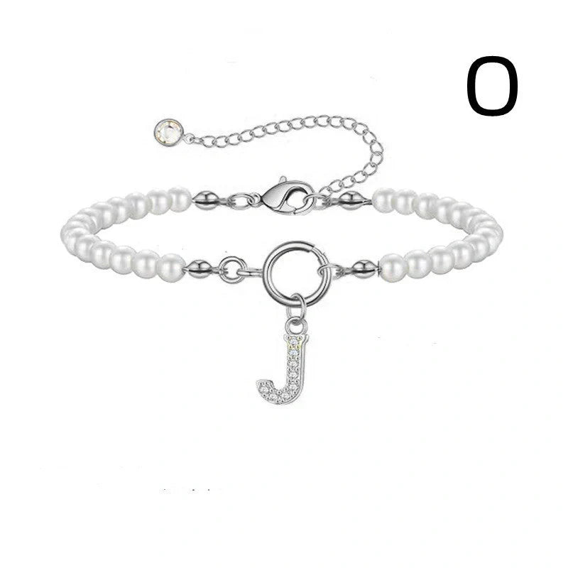 2024 Fashion Toggle Clasp Initial Bracelet with 6mm Pearl