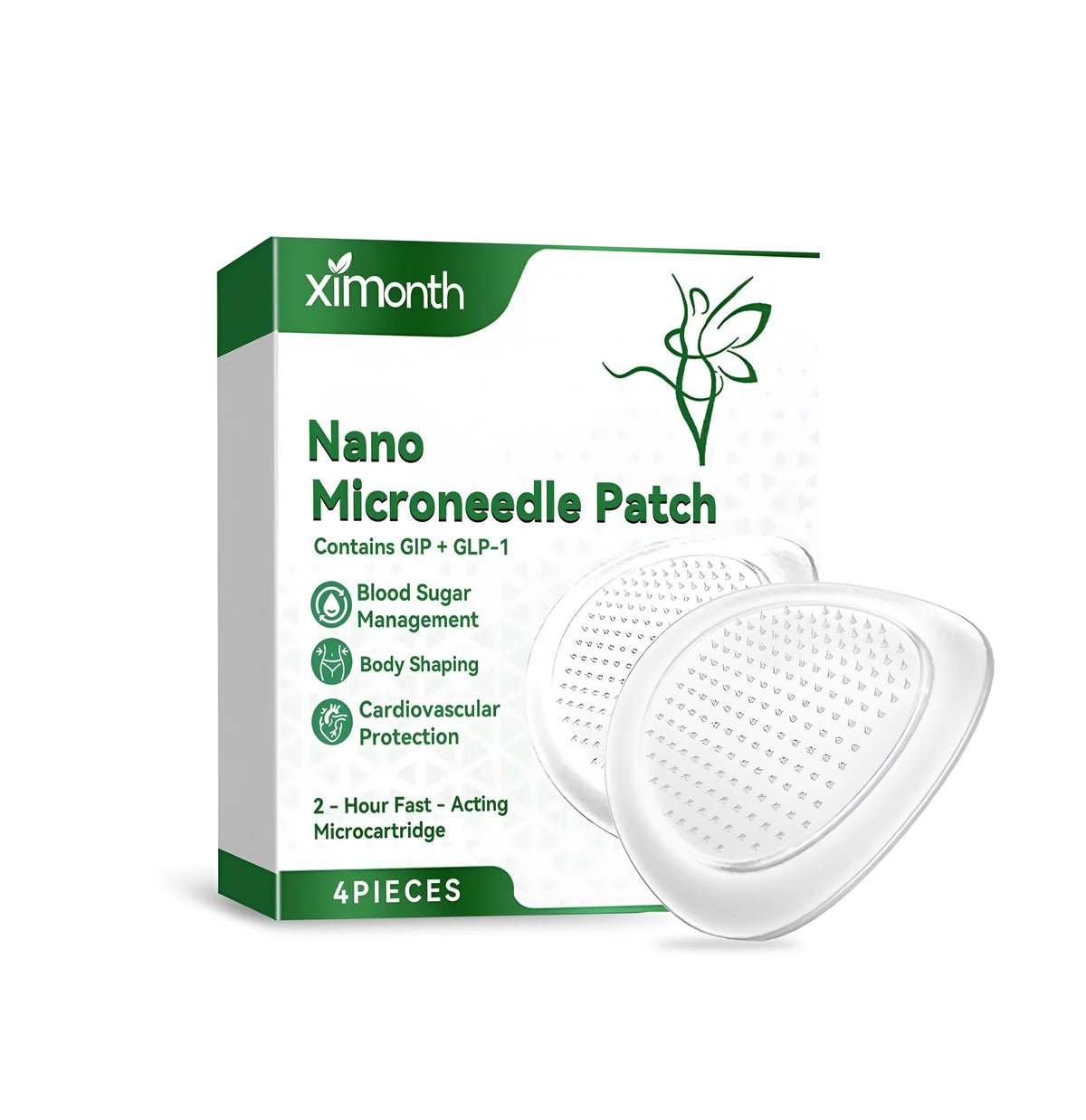 Four nano microneedle skincare patches in opened packaging
