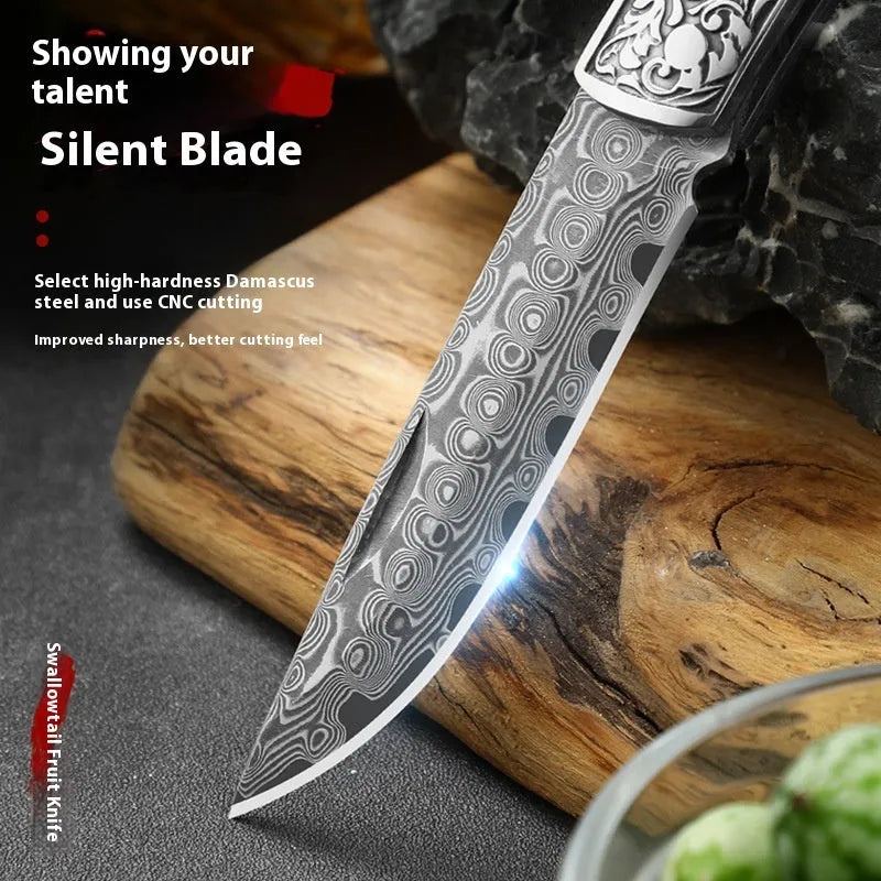 VG10 stainless steel folding portable outdoor knife showing folding mechanism