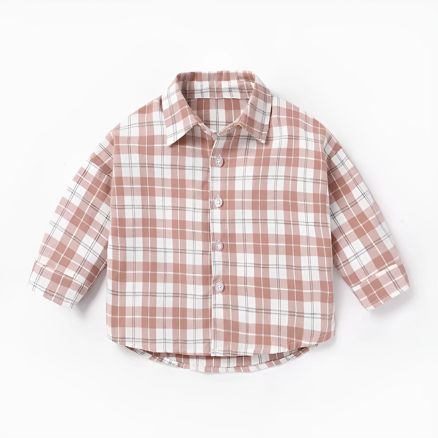 Men's khaki lattice shirt with animal print long sleeves on a hanger