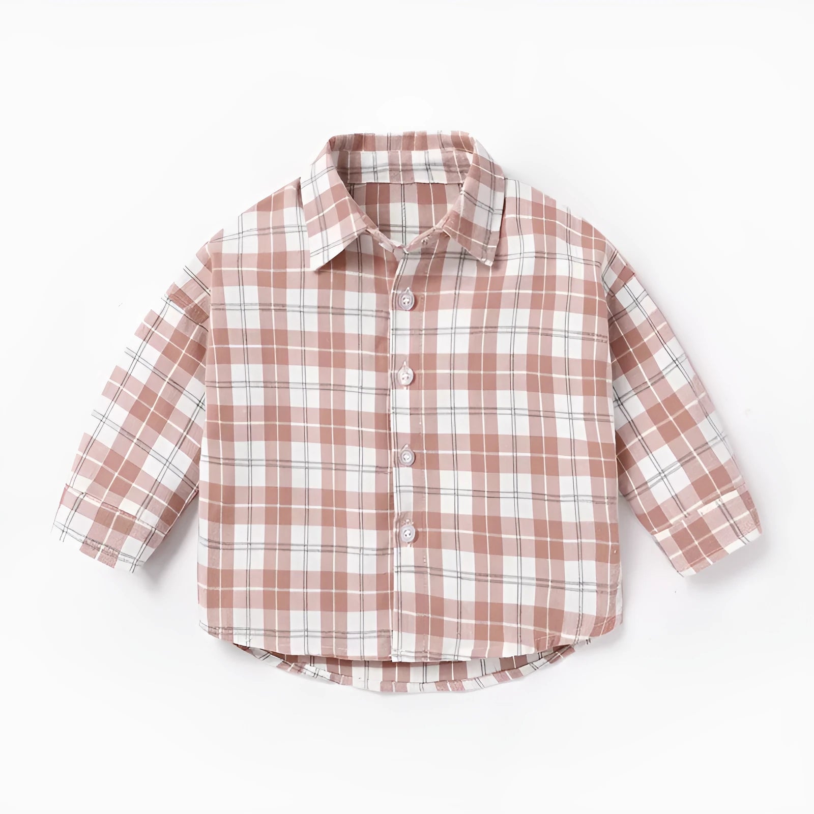 Men's khaki lattice shirt with animal print long sleeves on a hanger