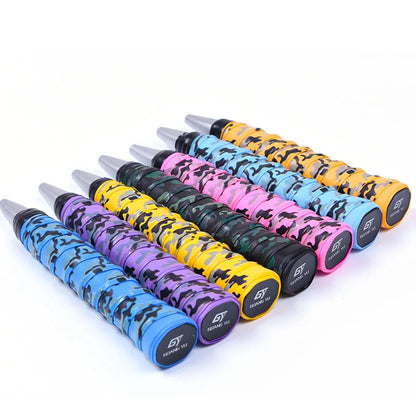 Roll of PU camouflage print grip tape for badminton rackets and fishing rods in multiple colour options.